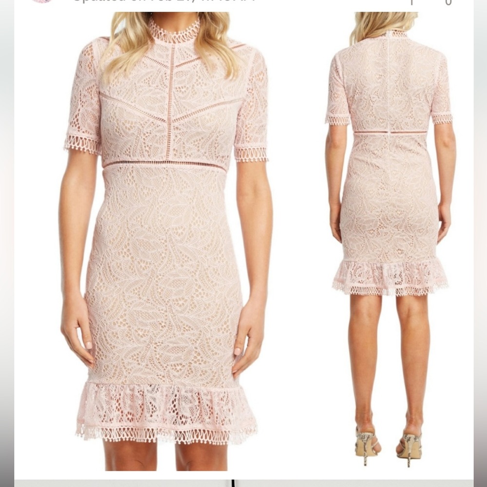 Bardot pink lace dress size 8